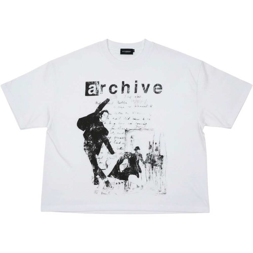 HypeDept Archive Graphic T-Shirt White Oversized Boxy Streetwear Mens Small